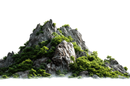 Mountain peak with lush foliage