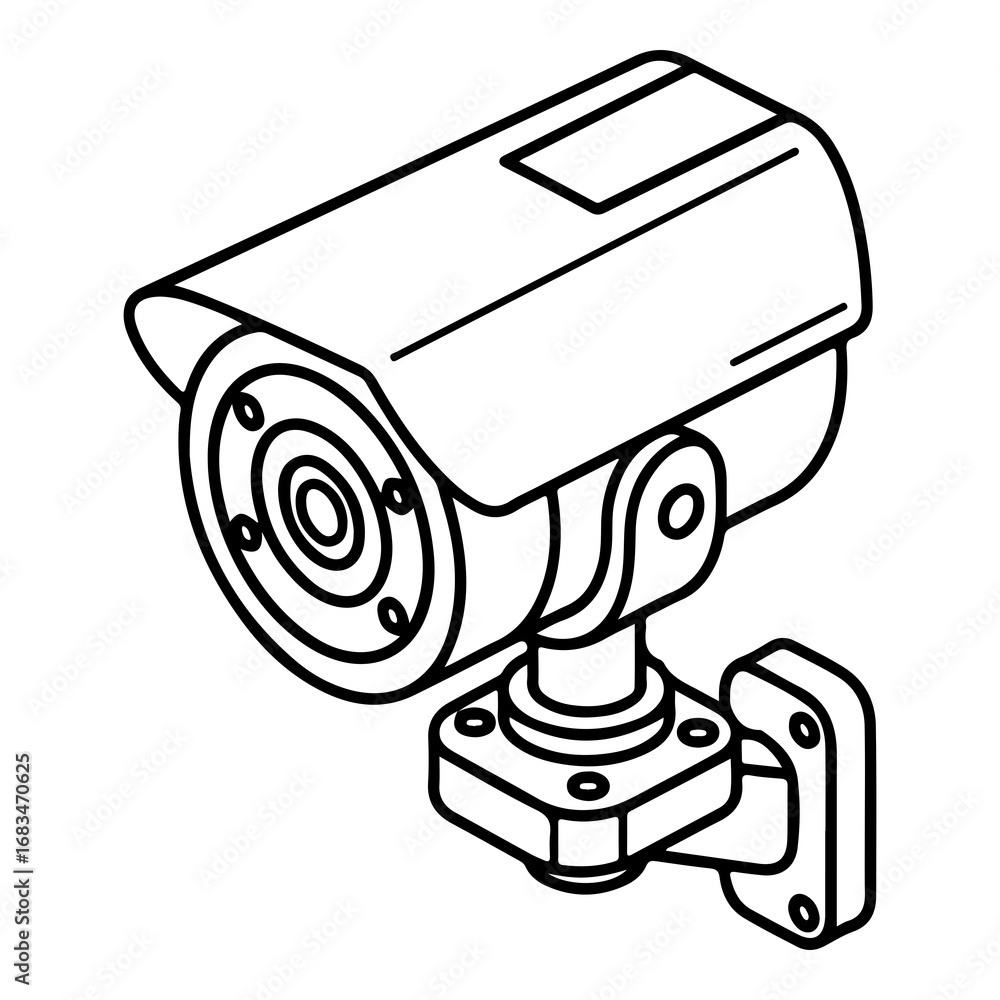 Poster Scalable vector illustration of a security surveillance camera security system technology
