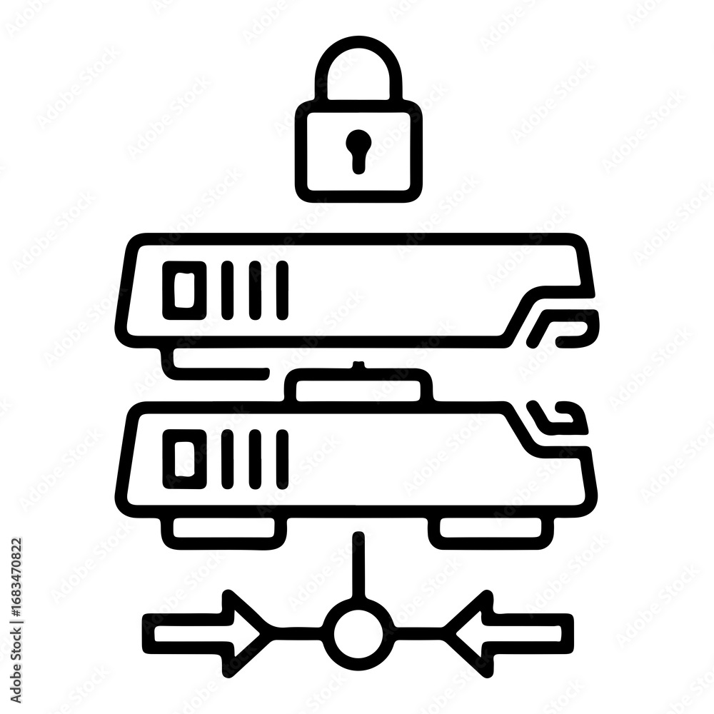 Aufkleber secure network server icon vector graphic represents data protection and cybersecurity