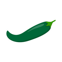 Green Chili Pepper on White Background. Vector Illustration