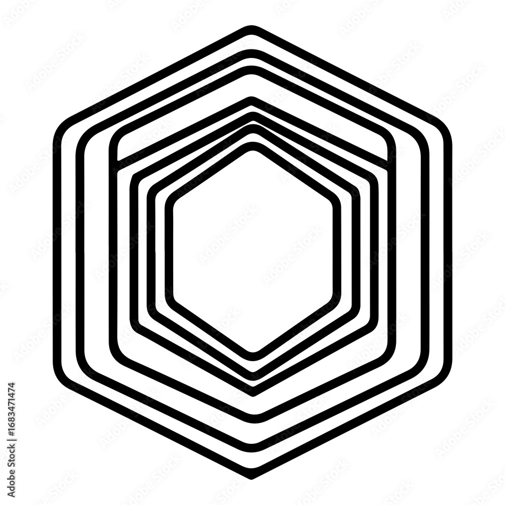 Poster concentric hexagons abstract geometric vector illustration scalable design element