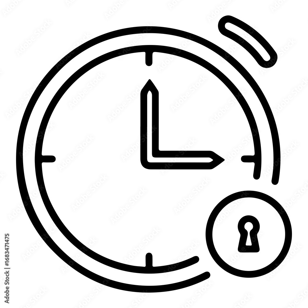 Poster vector illustration of a secure time icon symbolizing safety and punctuality with a lock element