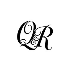QR Typography Initial Letter Brand Logo, Minimalist Wedding Monogram Logo