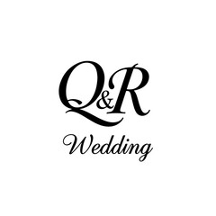 QR Typography Initial Letter Brand Logo, Minimalist Wedding Monogram Logo