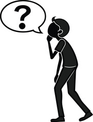 Simple Stick Figure Thinking Pose – Clean Minimal Vector with Question Mark