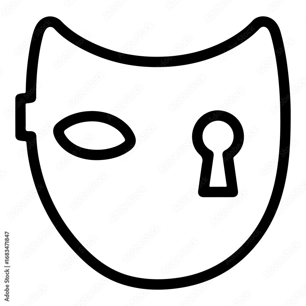Poster mysterious mask vector icon symbol of secrecy illusion and hidden identity