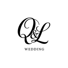 QL Typography Initial Letter Brand Logo, Minimalist Wedding Monogram Logo