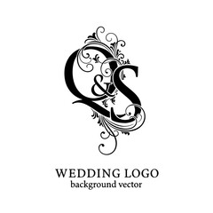 Q&S Monogram logo, Minimalist Typographic Line Monogram Logo, QS Wedding monogram logo