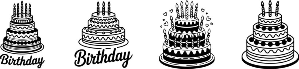 Birthday Cake Illustrations A Collection of Festive Desserts Perfect for Celebrations and Events