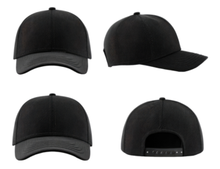 Four views of a black baseball cap (3)