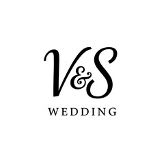VS Typography Initial Letter Brand Logo, Minimalist Wedding Monogram Logo