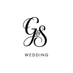 GS Typography Initial Letter Brand Logo, Minimalist Wedding Monogram Logo