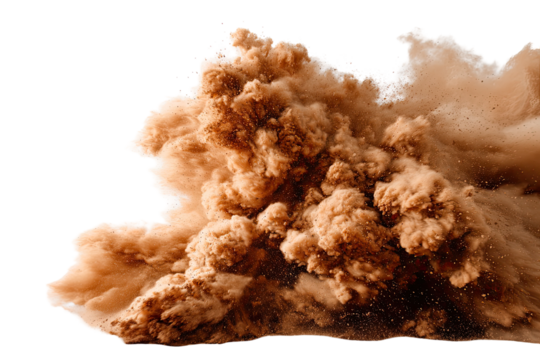 A large explosion of brown dust