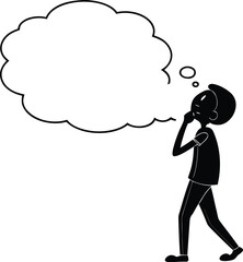 Simple Stick Figure Thinking Pose – Clean Minimal Vector with Question Mark