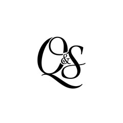 QS Typography Initial Letter Brand Logo, Minimalist Wedding Monogram Logo