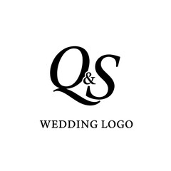 QS Typography Initial Letter Brand Logo, Minimalist Wedding Monogram Logo
