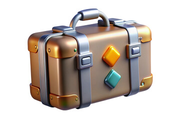 Shiny metallic travel suitcase ornament with handle and gemstones for holiday decor