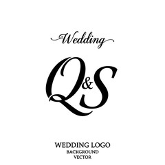 Fototapeta premium Q&S Monogram logo, Minimalist Typographic Line Monogram Logo, JQS Wedding monogram logo 