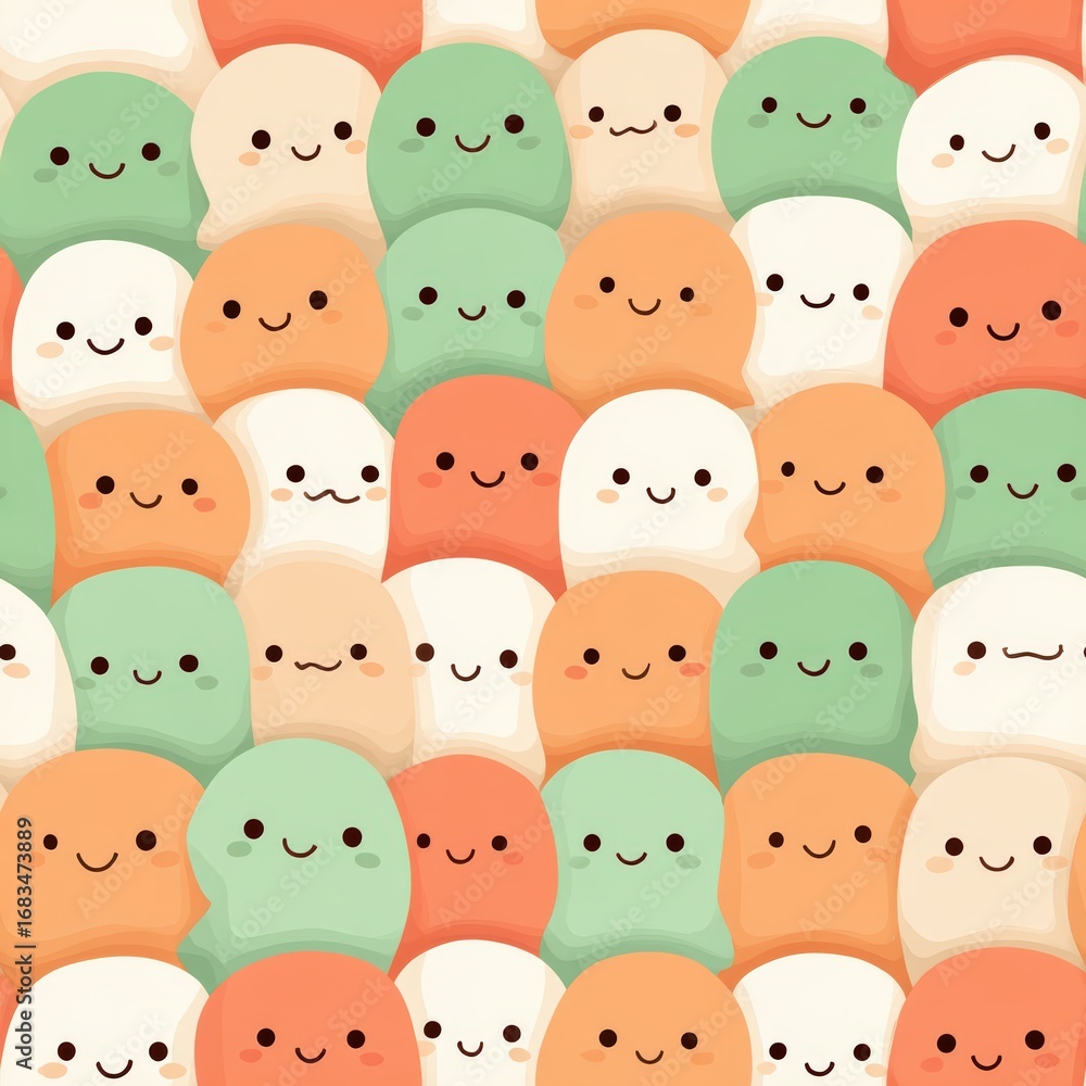 Poster colorful cute characters pattern seamless background for design