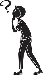 Simple Stick Figure Thinking Pose – Clean Minimal Vector with Question Mark