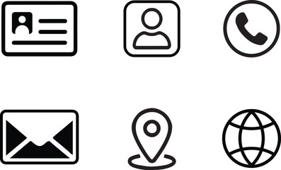 Black illustration of a web icon set with buttons for phone, mail, and music communication symbols