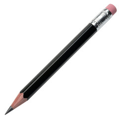 Close-up of a freshly sharpened graphite pencil with an eraser tip against a dark backdrop.