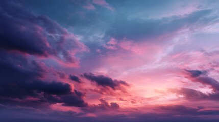 Fototapeta premium Vibrant pastel sky with dramatic illuminated clouds at sunrise showcasing a breathtaking spectrum of pink purple and blue hues