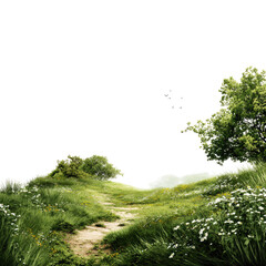 Fototapeta premium Lush green path through a meadow