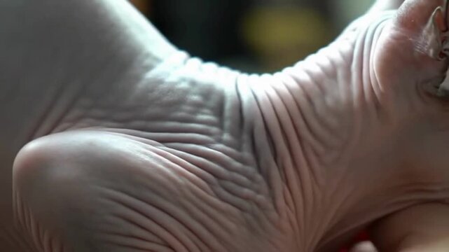 Close-up View of a Sphynx Cat's Skin Texture