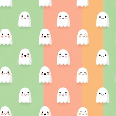 Cute Cartoon Ghosts on Colorful Background for Fun Design Projects