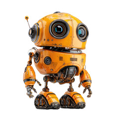 Cute orange robot with exposed gears