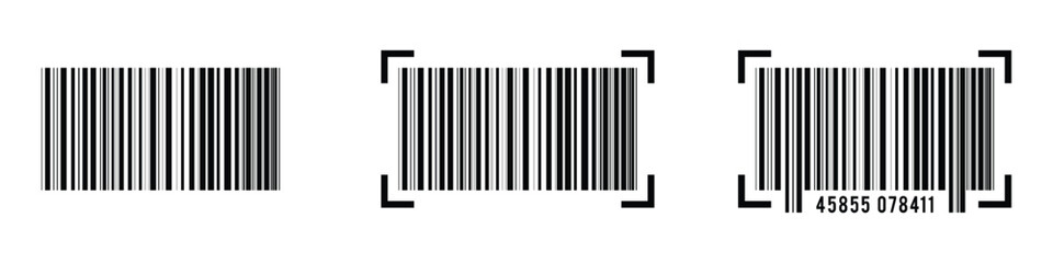 Set of barcode vector icon. Trendy bar code for web icon. Abstract barcode vector icon illustration. Bar code icon isolated on white background.