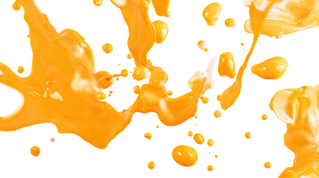 Orange liquid splashes, abstract design