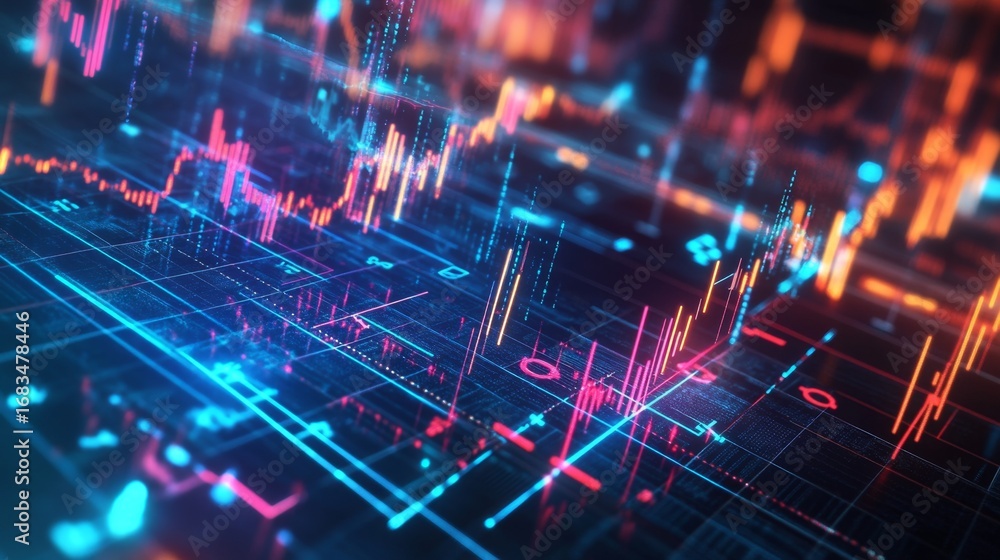 Aufkleber exploring dynamic abstract finance concepts in data visualization environments for innovative insigh