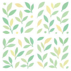 Pastel Green Leaves Pattern Design.