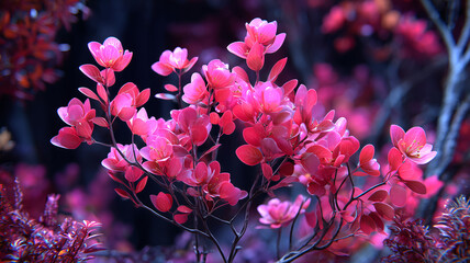 A stunning close-up of pink blossoms glowing in soft light, showcasing delicate petals and vivid hues that create a dreamy, romantic, and artistic floral atmosphere.