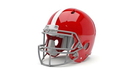 Fototapeta premium Side view of red football helmet, clean background