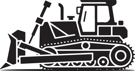 Heavy bulldozer or excavator glyph icon
