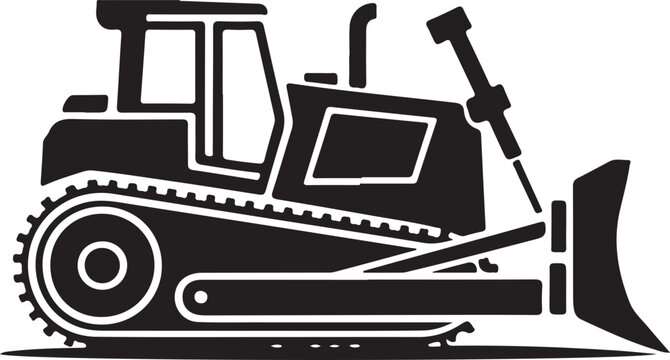 black bulldozer side view construction vehicle clip art preview