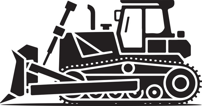 black bulldozer construction equipment clip art preview