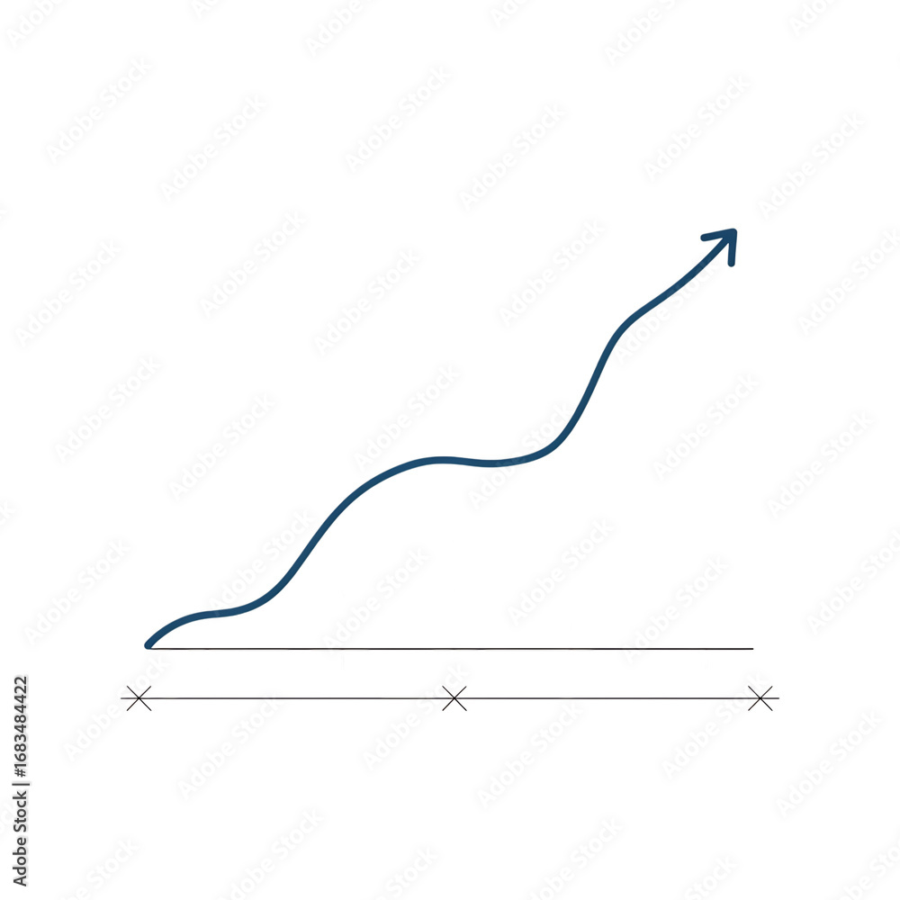 Poster abstract graph showing upward trend and arrow symbolizing growth and success isolated on transparent