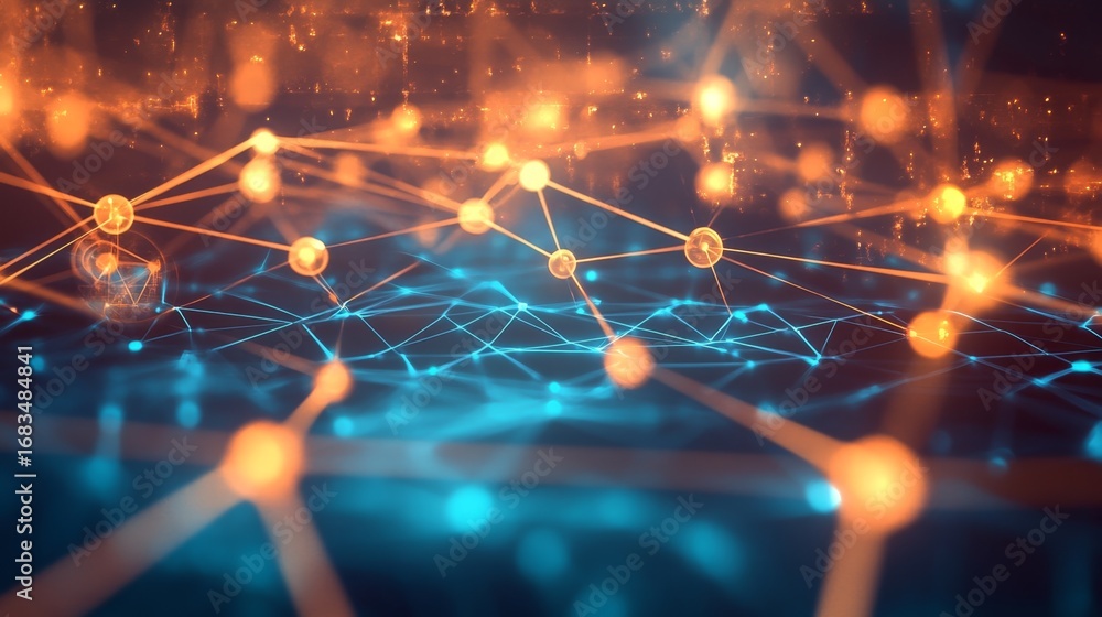 Poster illuminating digital connections interconnected lines in a glowing grid abstract visualization digit