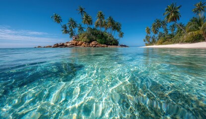 Fototapeta premium Tropical island paradise, clear turquoise water
