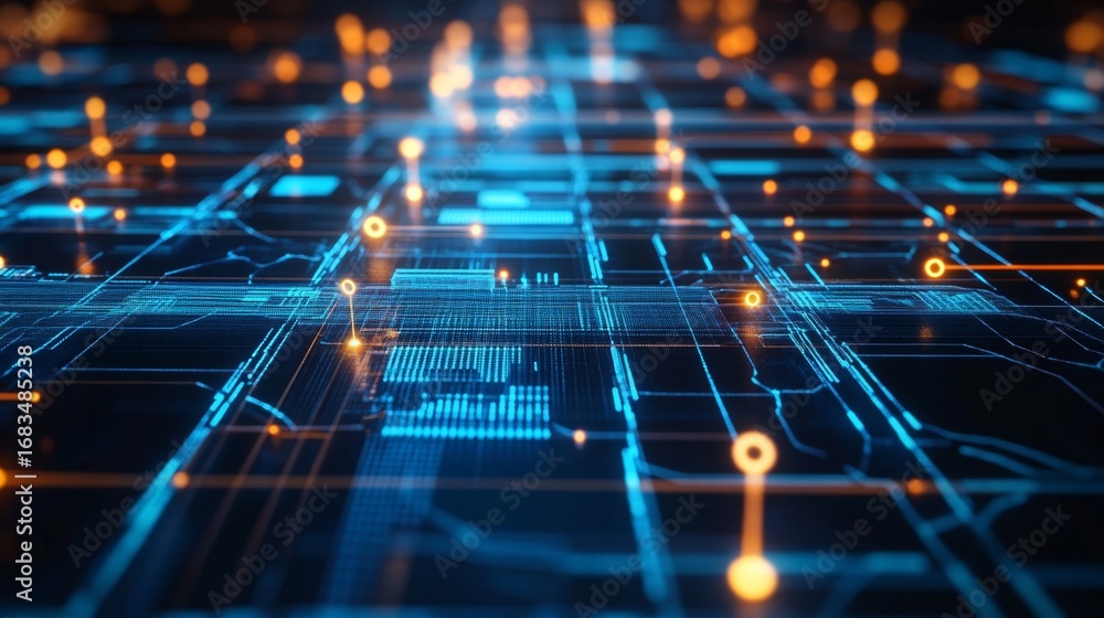 Poster monitoring live network map interface in a digital environment for enhanced connectivity and analysi