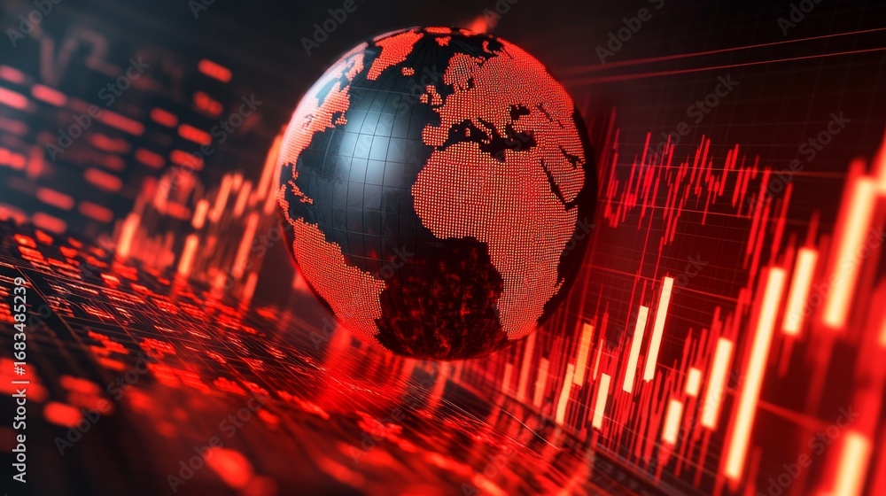 Aufkleber rising trends in global data visualization digital world infographic technology environment aerial v
