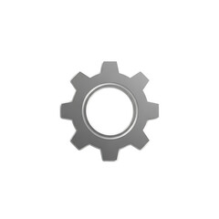 Polished metal gear symbol representing mechanical engineering industry and technical precision isolated on transparent background
