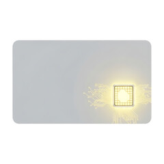 Close up of a modern contactless credit or debit card with a visible emv chip detail and metallic sheen isolated on transparent background