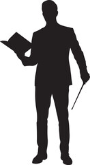 Male teacher holding book while teaching vector silhouette