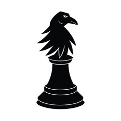 Black Silhouette of a Chess Knight Shaped Like a Raven