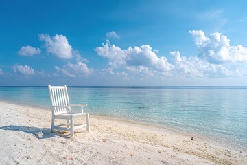 Fototapeta premium White chair on a pristine beach